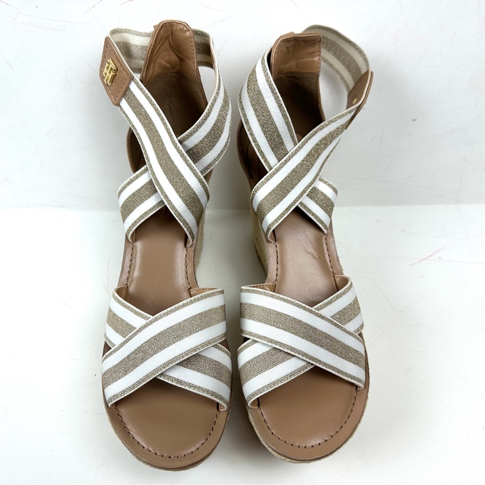 TOMMY HILFIGER Sz 9 Beige THEIA Espadrille SLIP ON Platform Wedge Sandal NWOB - Picture 4 of 9